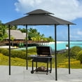 thumbnail image 2 of Outdoor Canopy Gazebo with LDE Light, 8 x 5 Ft Grill Gazebo Hardtop for Backyard, Patio Gazebo Clearance, 2-Tier Barbecue Canopy Shelter, Gazebo Tent with Bottle Opener, Mesh Shelves and Hooks, B1847, 2 of 11