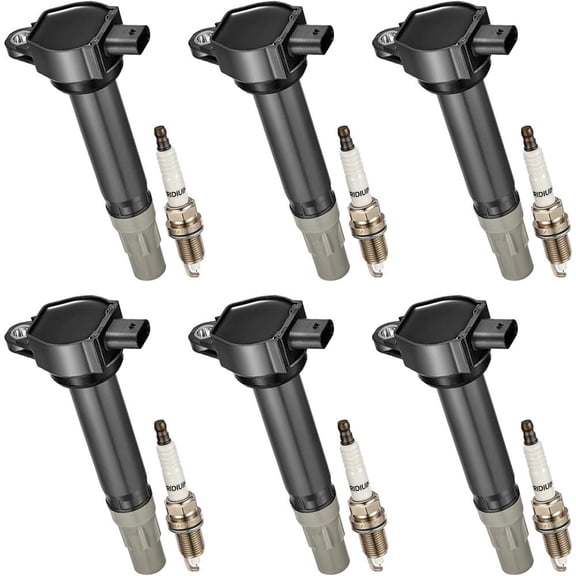 BDFHYK Ignition Coil Pack UF502 and Iridium Spark Plugs 7781 Compatible with Chrysler 300 Sebring Town & Country Dodge Avenger Challenger Charger Grand Caravan 3.5L 4.0L V6, Sets of 6