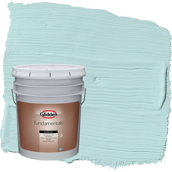 Glidden Fundamentals Misty Aqua / Blue Satin Exterior Paint, 5 Gallon