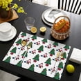 thumbnail image 3 of Watercolor Christmas Placemats Set of 6, 12x17 Inch Wipeable Mats - Seasonal Deer Trees Snowflakes Design for Holiday Table Setting, 3 of 5