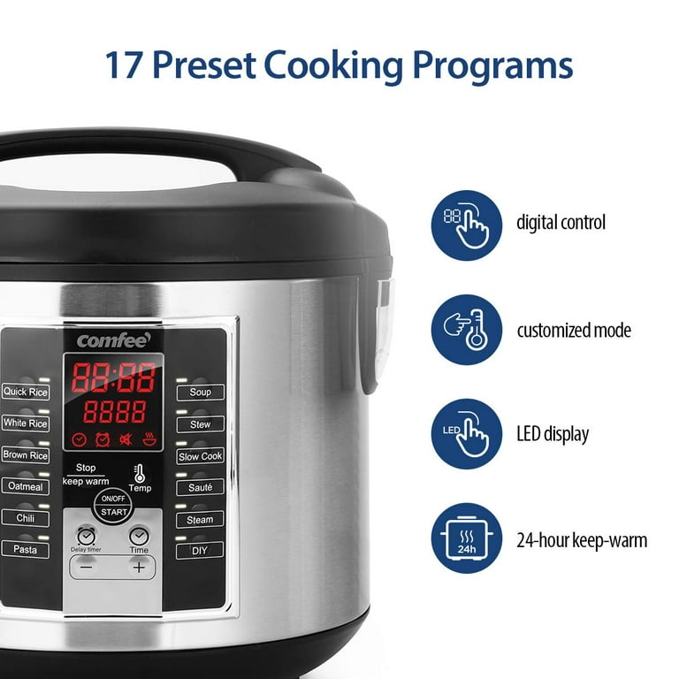 COMFEE' 5.2Qt Electric Multi Cooker with 12 Cooking Programs, Slow