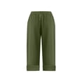 thumbnail image 6 of Cethrio Cotton Linen Shorts for Boy, Knee Length School Casual Elastic Waist Summer Shorts Army Green Size 10-12, 6 of 7