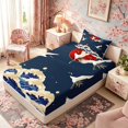 thumbnail image 5 of Manfei Traditional Crane Twin Sheet Sets for Home, Blue Wave Sun Bedding for Office, Blue White Red 3pcs, 1 Flat Sheet, 1 Fitted Sheet and 1 Pillowcase, 5 of 6