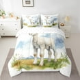 thumbnail image 2 of White Sheep Lamb Bed In A Bag 7-Piece Farmhouse Animal King Size Comforter Set,Blue Watercolor Bedding Comforter Sets Green Botanical Plant Bedding Set,Soft For All Season, 2 of 4