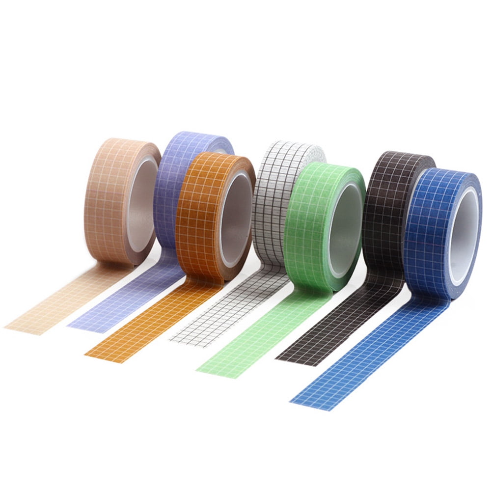 washi tape 17pcs DIY Washi Tapes Decorative Wrapping Sticky Paper Masking  Tape for Scrapbook Craft Diary (7pcs Grid Pattern, 10pcs Solid Color