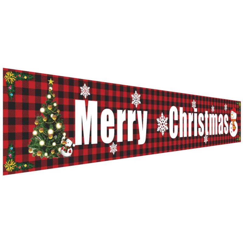 Large Merry Christmas Banner, Outdoor Red Grid Christmas Banner ...