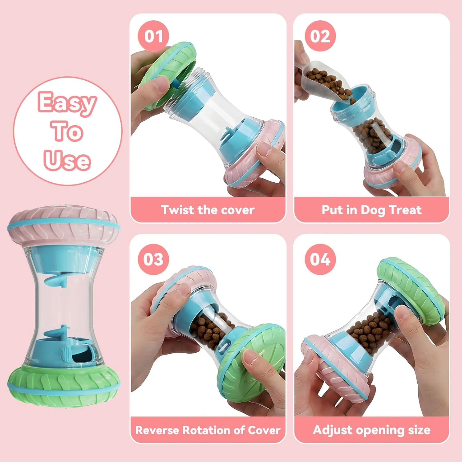 Interactive Dog Puzzle Toys for Small Medium Large Breed - Durable Smart Puppy Enrichment Dogs Toy to Keep Them Busy, Mental Brain Stimulation Treat Dispensing Training & Slow Feeder Pink