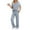 Blue, variant on Lounge Sets for Women Ribbed Pajama Set Short Sleeve Top and Long Pants Set with Pockets Sleep Set