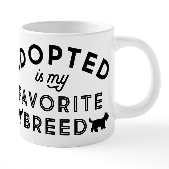 CafePress - Adopted Is My Favorite Bree - 20 Oz White Ceramic Mega Mug