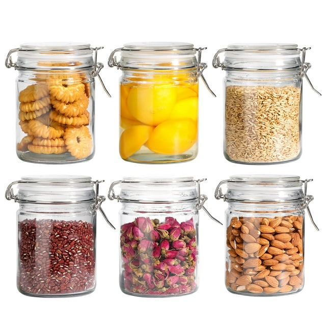 Juego de botes de vidrio ComSaf Airtight 750 ml (25 oz) x 6 para cocina
