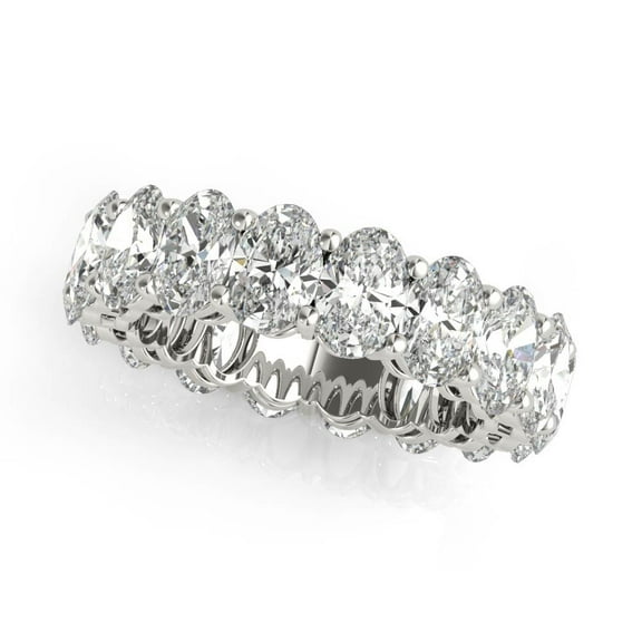 Lina Jewel 2.13 Ct Oval Cut Full Eternity Bezel Setting Engagement Rings - Lab-Created Simulated Diamond - 14K White Gold Plated - Prong Setting Diamond Rings for Women's - Ideal Gift for Wedding