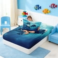 thumbnail image 4 of Manfei Underwater Manatee Twin Sheet Sets for Kids Boys and Girls, Ocean Animal Bedding 3 Pieces, 1 Flat Sheet, 1 Fitted Sheet and 1 Pillowcase, 4 of 6