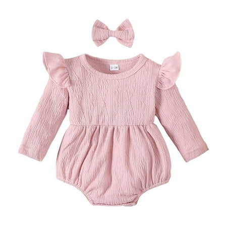 

MIUBAGIAL Girls Long Sleeve Pullover Romper Sweatshirt Bodysuits Headbands Set