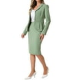 thumbnail image 4 of Conjunto de falda de 2 piezas para mujer INSPIRE CHIC, blazer peplum, falda lápiz de cintura alta, atuendo de trabajo, verde guisante, 4 of 6