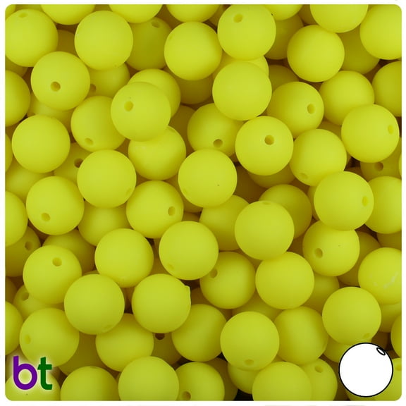 BeadTin Chartreuse Matte 10mm Round Plastic Beads (150pcs)