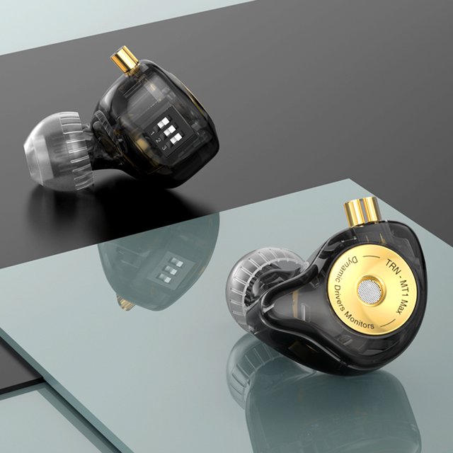 Audífonos intrauditivos Audífonos con cable con controlador dinámico de doble imán (negro con micrófono)