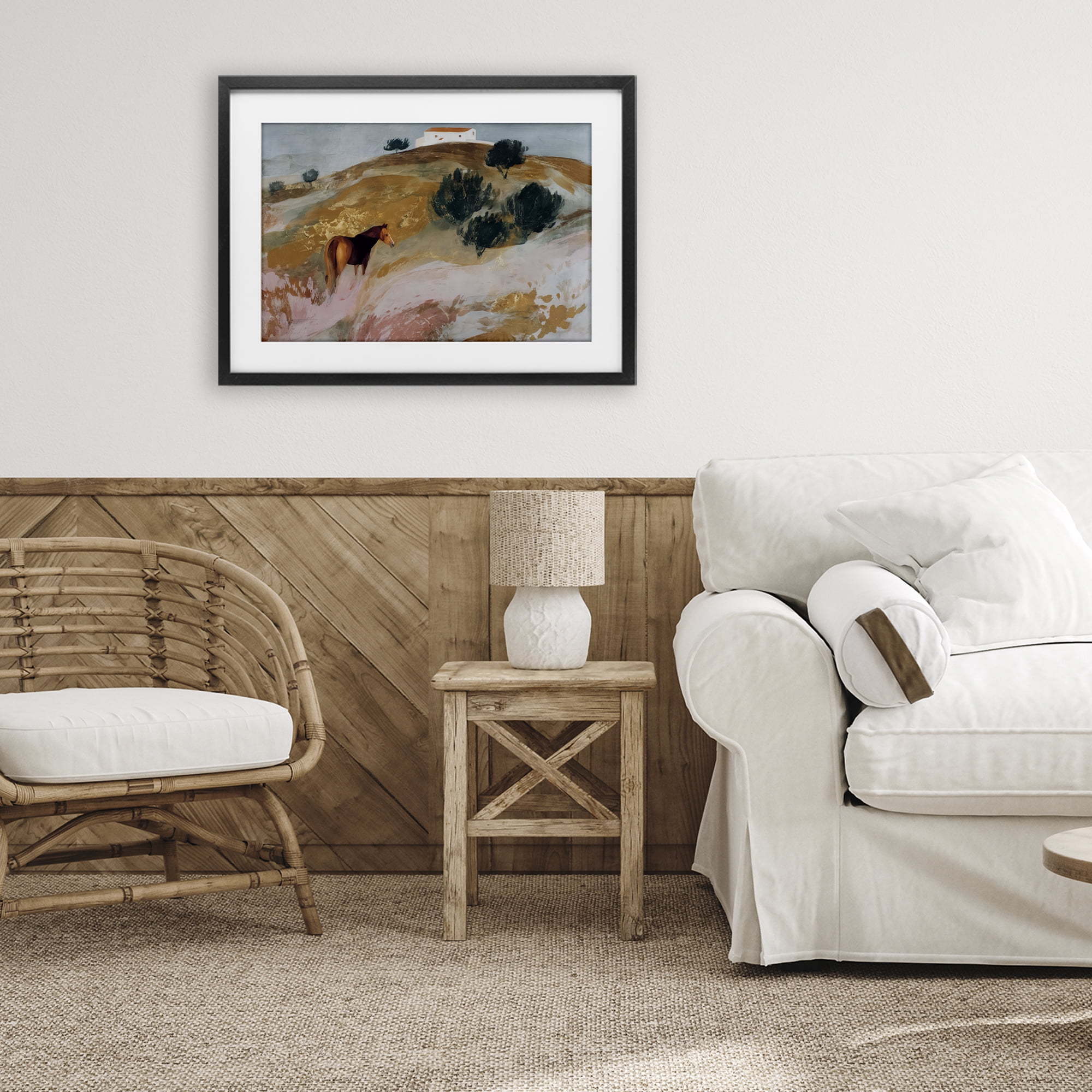 Stupell Industries Horse in Tuscan Countryside Black Framed Print Under Glass, design by Chromatic Storm Studio