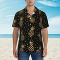 thumbnail image 4 of Balery Gold Glitter Pineapples Print Men's Hawaiian Shirts Short Sleeve Beach Shirt Relaxed Fit Vacation Button Down Shirts-Small, 4 of 9