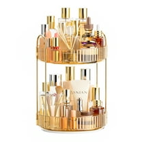 360° Rotating Makeup Organizer for Vanity, Bathroom Organizer Countertop,  2-Tier Make Up Organizers and Storage, Vanity Tray Shelf for Cosmetic, Skin Care, Lotions (Clear)
