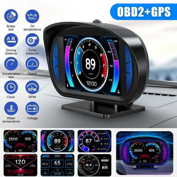 Digital Speedometer Head up Display GPS OBD Dual System Car Hud Slope Gague LCD Universal Car