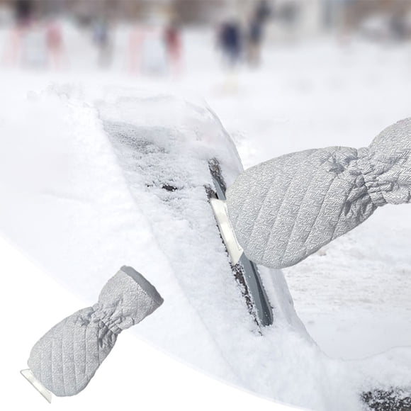 TopLLC Ice Scraper Mitt With Glove For Car Windshield Snow Scraper Remover With Fleece Glove Snow Removal For Cars With Foam Grip For Window Auto Winter