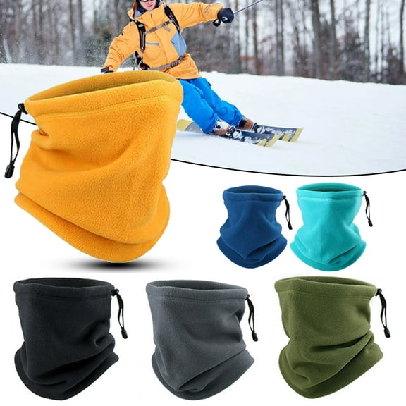 Happy date Drawstring Warm Winter Fleece Neck Gaiter Double Layer Neck Warmer Windproof Face Scarf for Men Women