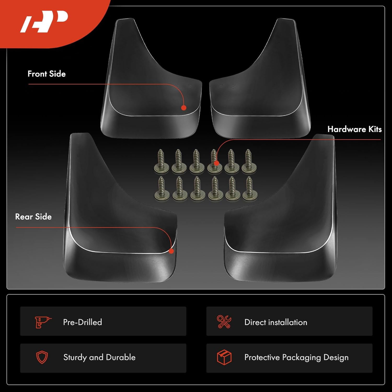 A-Premium Splash Guards Mud Flaps Mudguards Compatible with Chevrolet Aveo Camaro Cobalt Corvette HHR Impala Malibu Monte Carlo Prizm S10 4-PC Set Fits select: 1999-2004 CHEVROLET S TRUCK