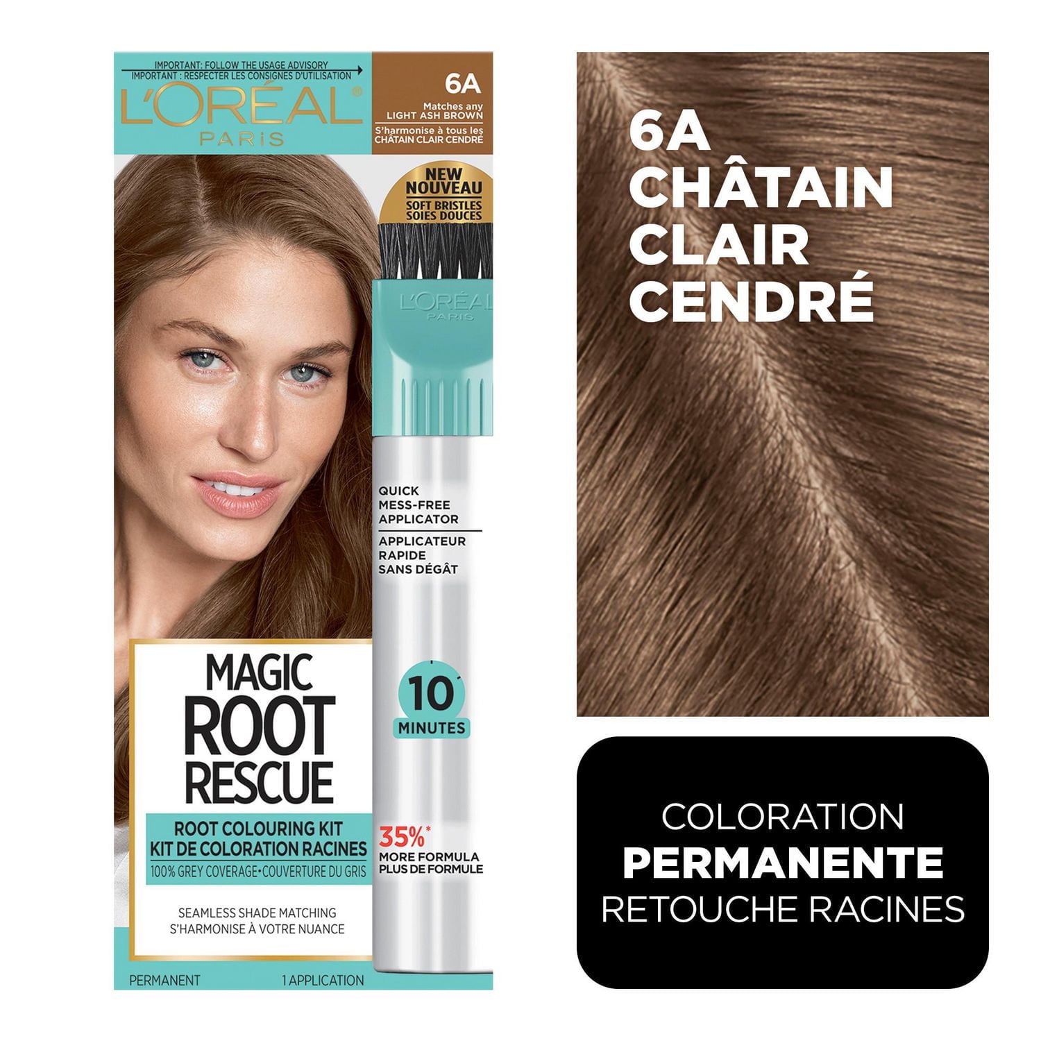 L'Oréal Paris Magic Root Permanent Hair Dye, Permanent Root Touch Up, 100% Grey Coverage, 1un