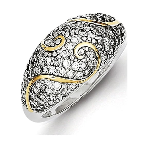 White Sterling Silver Ring Band Fashion Cubic Zirconia CZ Clear