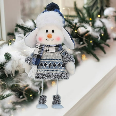 

1 PCS Christmas Handmade Cute Snowman Animated Knit Doll Collectible Figurine Xmas Bedroom Home Decorations Holiday Presents Fabric Doll Cute Ski Cool Christmas Ornament Pizza Ornament