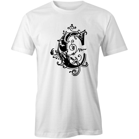 Letter C T-Shirt | Decorative Alphabet White Tee Gift