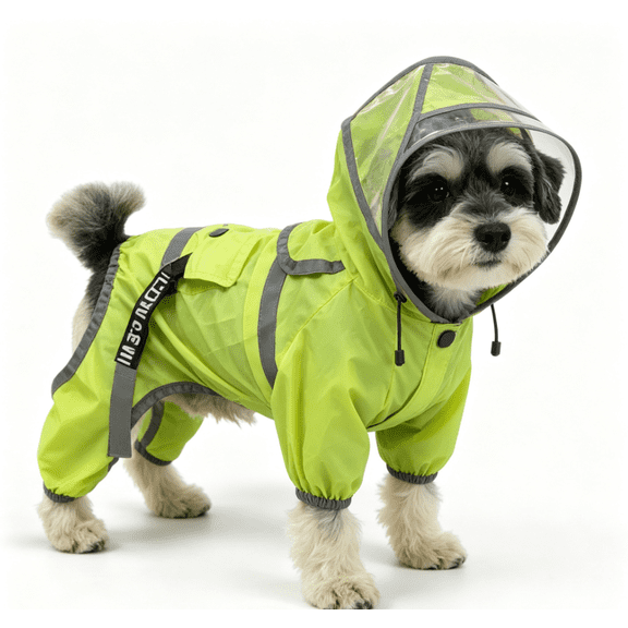 Dog Raincoat | 4-Leg Full Coverage Pet Rain Suit, Water Resistant Pet Outerwear, Full Body Rain Outfit with Reflective Strips and Leash Opening for Dogs Outdoor Rainy Walking S