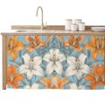 thumbnail image 2 of Lily Flower Cabinet Curtain 28"Wx51"L,Dustproof Storage Cabinet Curtain with Self Adhesive Tape,White Orange Blooms Floral Watercolor Blue Tall Pantry Cover Drape for Kitchen,Utility Closet, 2 of 9