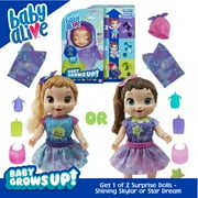Baby Alive: Baby Grows Up Shining Skylar or Star Dreamer 14-Inch Doll Brown Hair Kids Toy for Boys and Girls