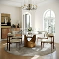 thumbnail image 2 of POVISON-59" Modern Round Dining Table for 6, White Glossy Sintered Stone Tabletop, Bronze Carbon Steel Pedestal, 2 of 7