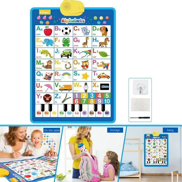 Lot de 6 tableaux muraux électroniques interactifs pour enfants, apprentissage ABC pour tout-petits, jouets d'apprentissage pour tout-petits de 1 à 7 ans, ABC parlant, 123 ans, animaux, fruits