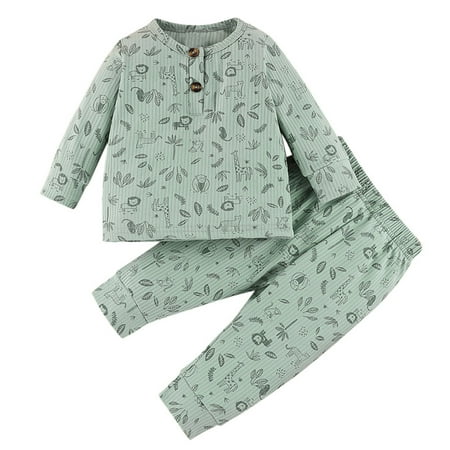 

ZMHEGW Toddler Outfits Boys Girls Long Sleeve Cartoon Prints Sweatshirt Pullover Tops Pants Clothes Sets