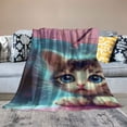 thumbnail image 2 of Orinice Cute Cat Super Soft Blanket Soft Microfiber Blanket Cosy Fluffy Fuzzy Travel Blanket Nap Throws for Sofa Couch &amp; Bed Décor  60x80in, 2 of 6