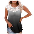 thumbnail image 1 of Camiseta sin mangas de encaje con estampado de mujer Camiseta sin mangas de empalme de cuello redondo Camiseta ligera y cómoda delgada OAVQHLG3B Store lin121212, 1 of 5