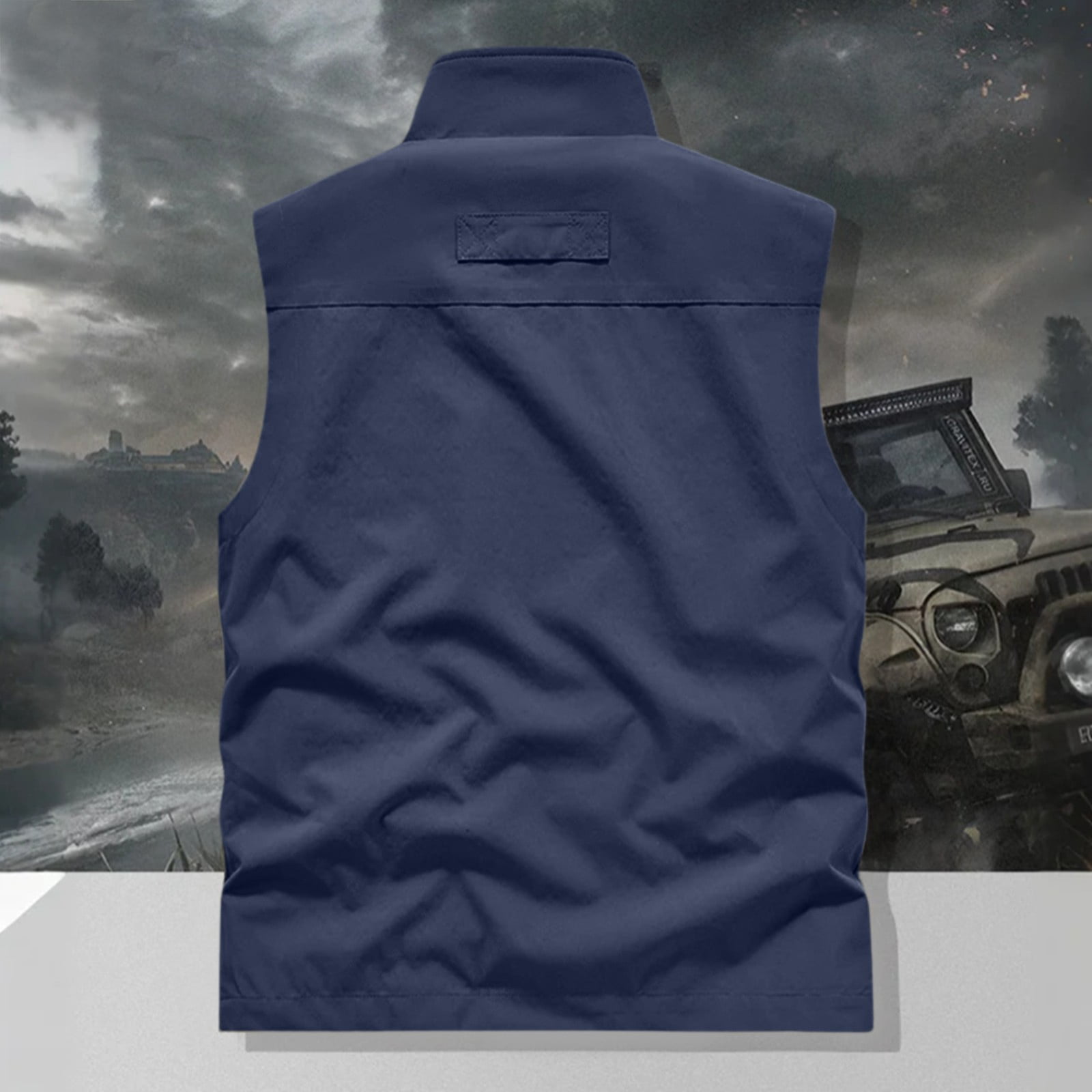 Men's Windproof Lightweight Golf Vest Softshell Sleeveless Jacket with Pockets for Running Hiking Sports Spring Fall,Dark Blue,3XL