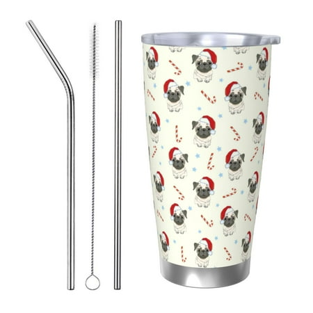 

Coaee Christmas Pug Dog for 20oz Insulated Kettle Water Bottle For Running Hiking Cycling Climbing Men S Woman Insulated Water Bottle-Straw Three-piece Set