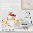 thumbnail image 2 of Gomakren 3 Tier Serving Bowl Set with Rack White Bowl Set with Stand Thanksgiving Serving Dishes For Parties Serving Stand for Dessert Snack Fruit Appetizer Chips Dining Dinnerware Display Food Gold, 2 of 2