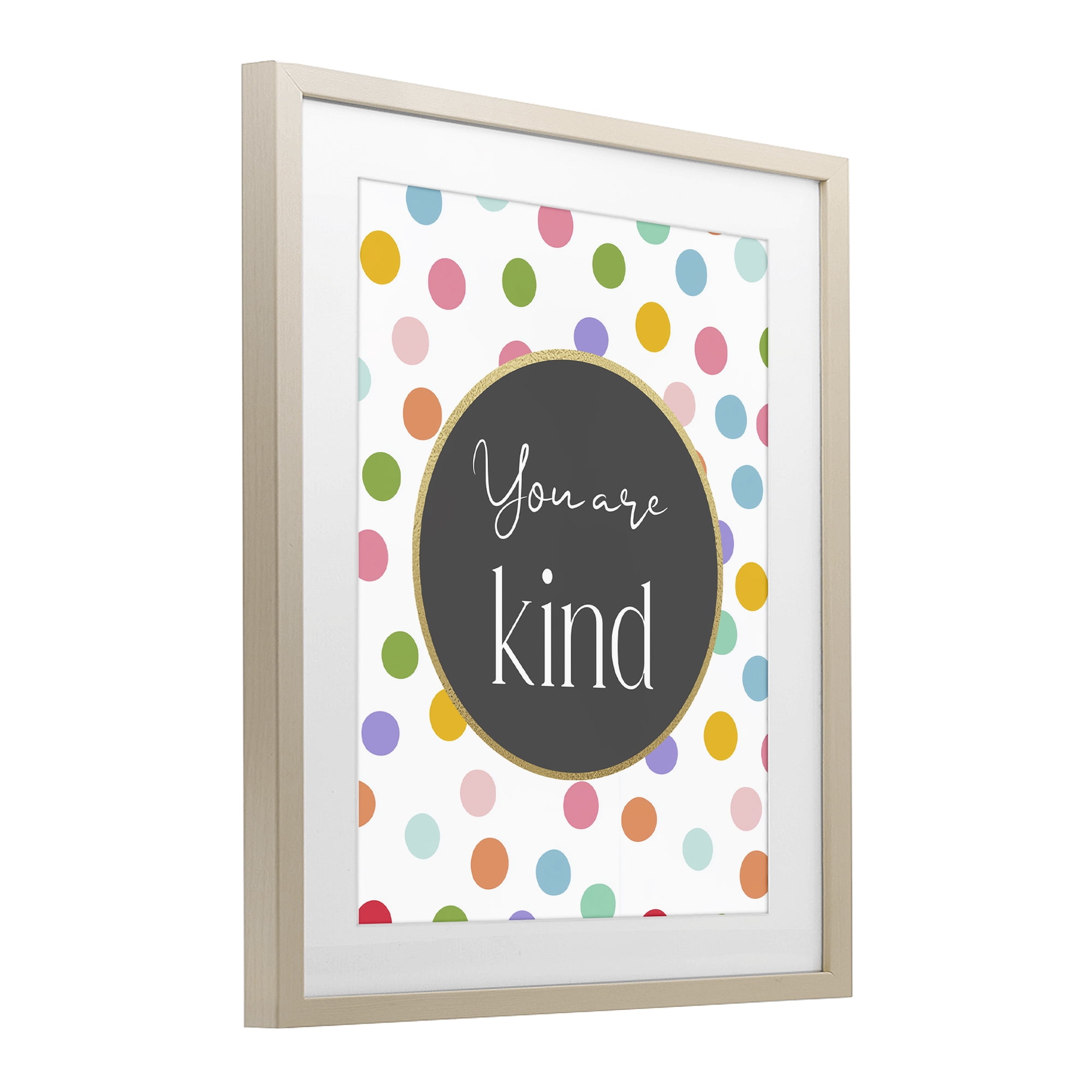 Stupell Industries You Are Kind Polka Dots Birch Framed Print Under Glass, design by Christine Simpson Art
