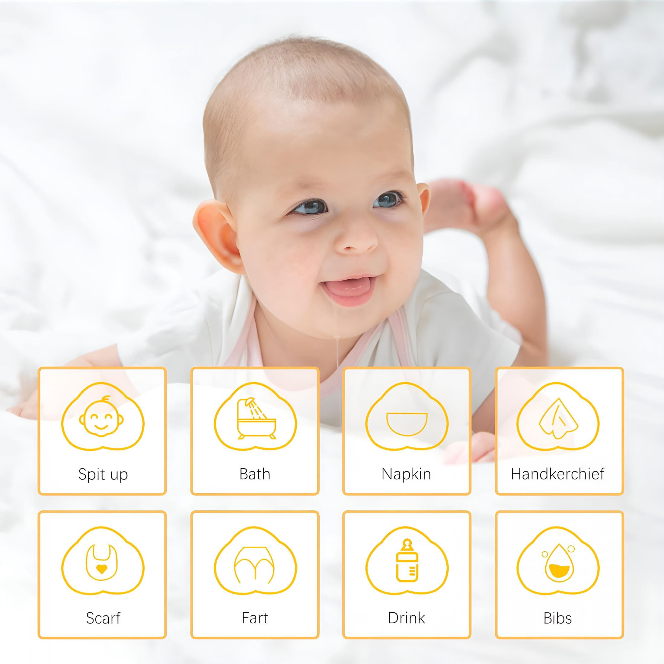 AUQ 2026 New 12 Pack Muslin Burp Cloths 100% Cotton Muslin Cloths Large 20''X10'' Extra Soft and Absorbent Baby Burping Cloth-White