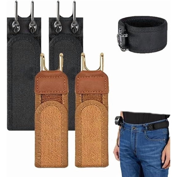 Tactical Metal Hook Elastic Belt, Buckle Less Belts, Metal Hook Elastic Belt for Work, Adjustable Magic Tape No Buckle EDC Band for Man Women