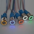 thumbnail image 3 of 16mm metal button switch ring light with light waterproof light LED self-locking reset button 1NO1NC, 3 of 5