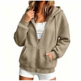 thumbnail image 2 of Trikvn Women's Quarter Zip Pullover Hoodie Textured Long Sleeve Sweatshirt Casual Drop Shoulder Hooded Tops with Kangaroo Pocket Fall Fashion Athletic Wear, 2 of 6