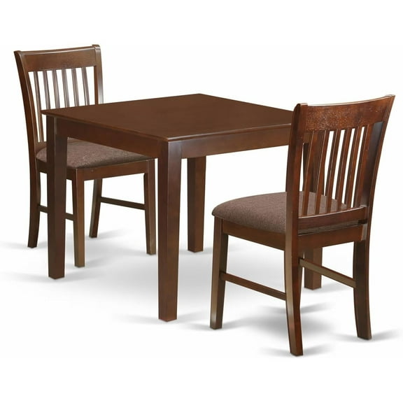 HomeStock 3 Piece Dining Set Includes a Square Dinner Table and 4 Kitchen Dining Chairs, 36x36 Inch,Mahogany