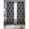 thumbnail image 2 of Black Morocco Sheer Curtains 84 Inch Length 2 Panels Set Window Treatments, Boho Vintage Quatrefoil Geometric Plaid Rod Pocket Semi Curtains for Living Room/Bedroom/Kitchen Décor, 104"W x 84"L, 2 of 7