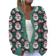 thumbnail image 1 of Pounoo Christmas Sweaters for Women Cute Knit Santa Jacket Funny Xmas Tree Print Open Front Button Down Long Sleeve Sweater Cardigans Fall Winter Coats Gift, 1 of 3